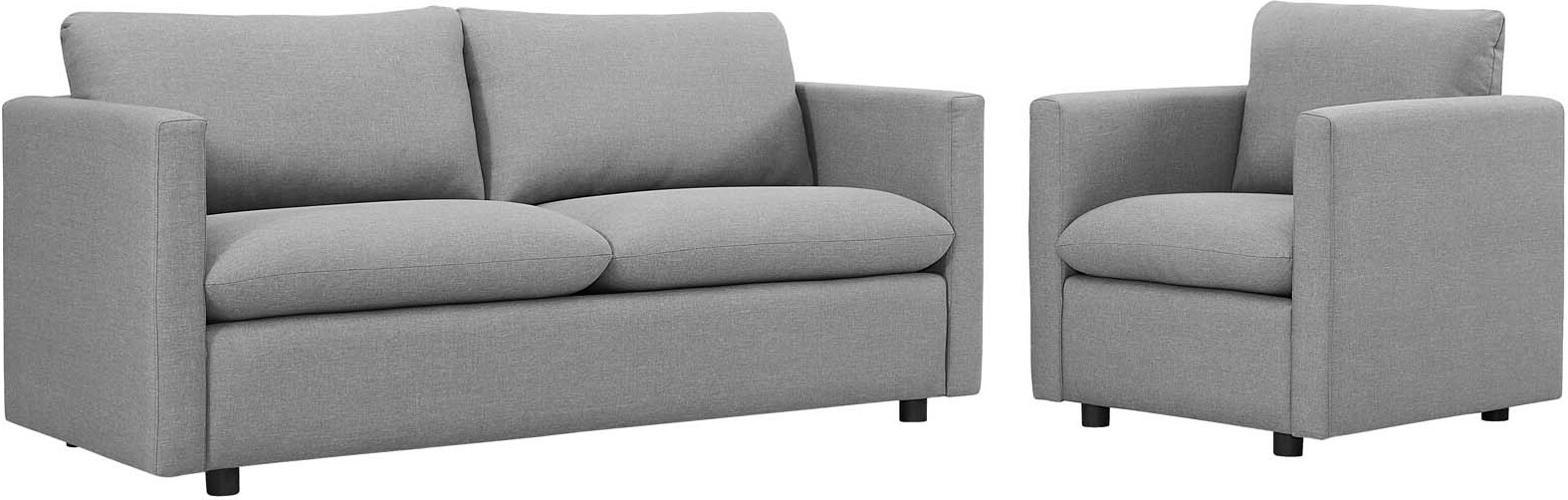 Activate Light Gray Upholstered Fabric Sofa And Arm Chair Set Eei 4045 Lgr Set 1stopbedrooms