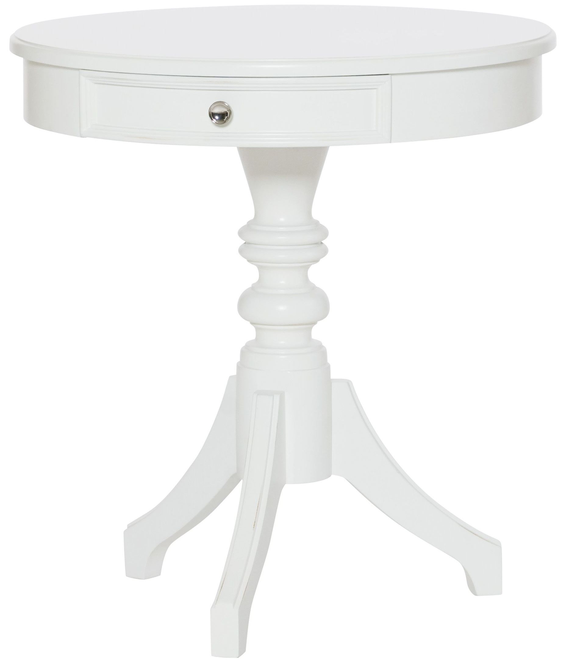 Lynn Haven Soft Dover White Round Accent Table 1stopbedrooms