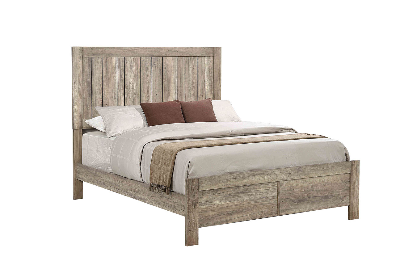 Adelaide Rustic Oak Queen Panel Bed - 1StopBedrooms.