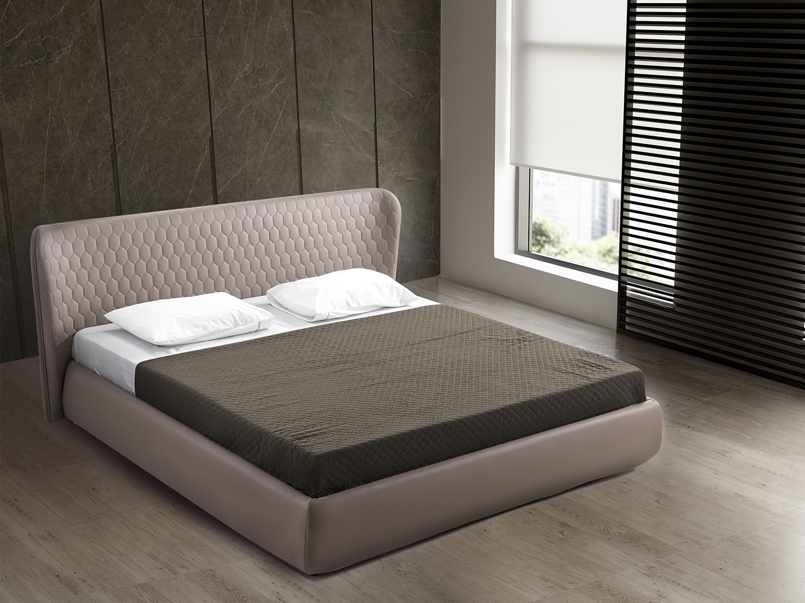 Agoura King Size Bed In Taupe Pu With Storage 1StopBedrooms.