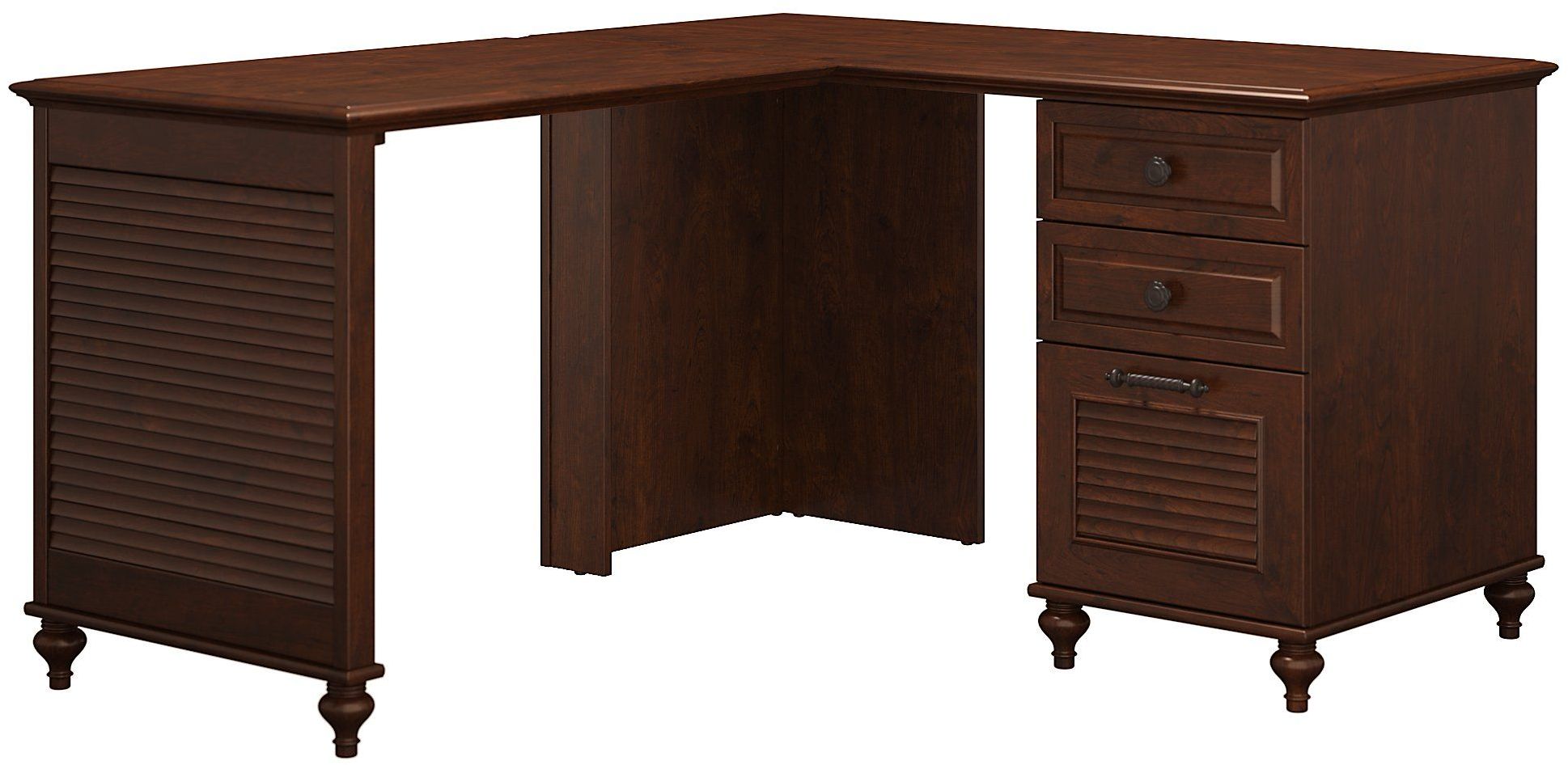 Volcano Dusk Coastal Cherry L Shaped Desk With 3 Drawer Pedestal 1stopbedrooms