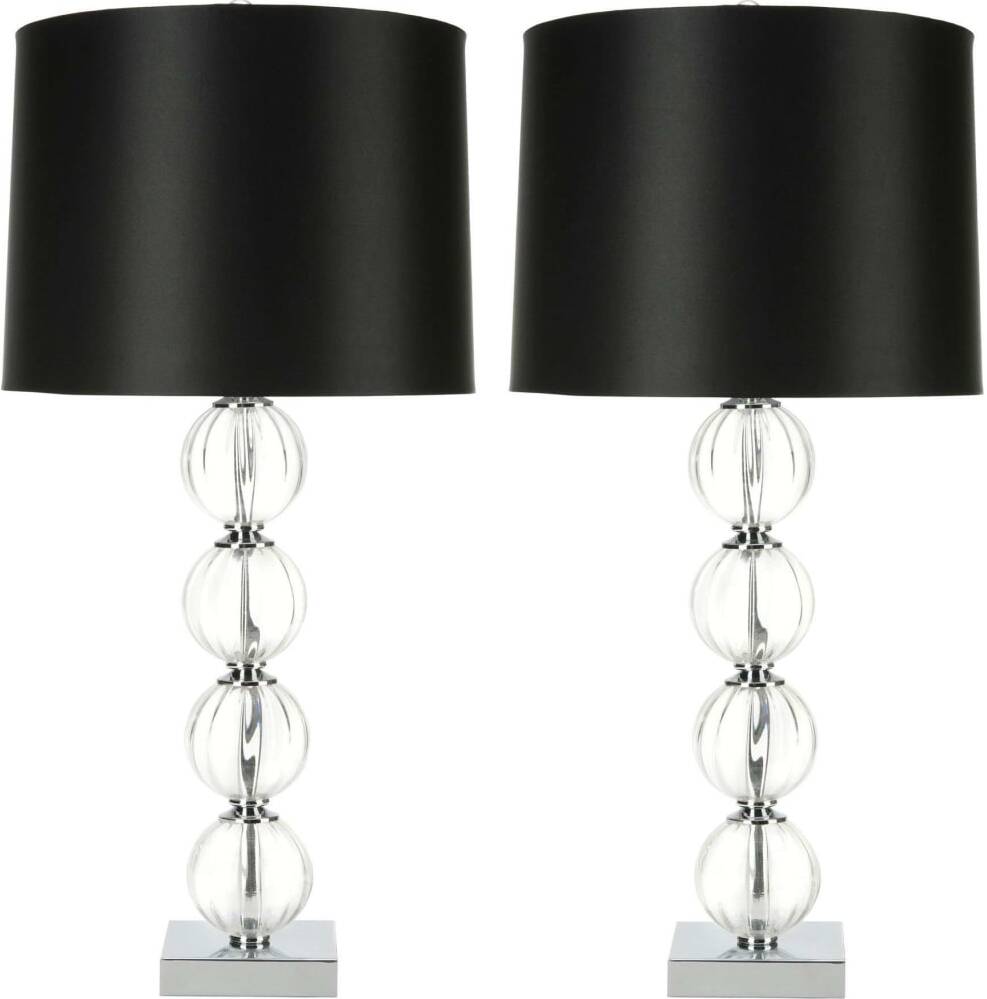 Amanda Black Crystal Glass Globe Table Lamp With Black Shade Set Of 2 1stopbedrooms I used a clear plastic globe, typically used for pendant lights as the shade and a cool, spherical, led edison bulb to round it all out. 1stopbedrooms