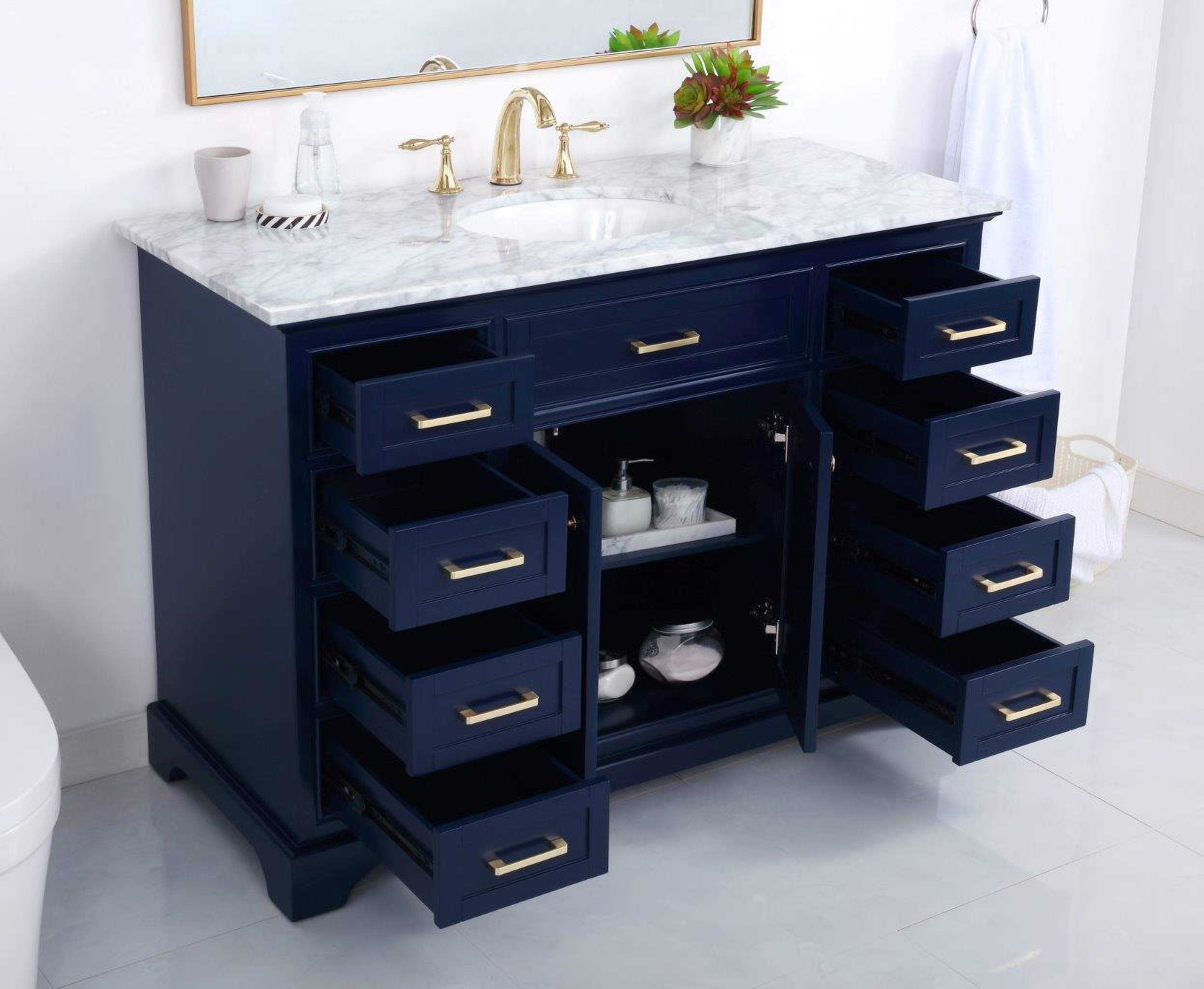 Americana 48 Inch Single Bathroom Vanity In Blue - 1StopBedrooms.