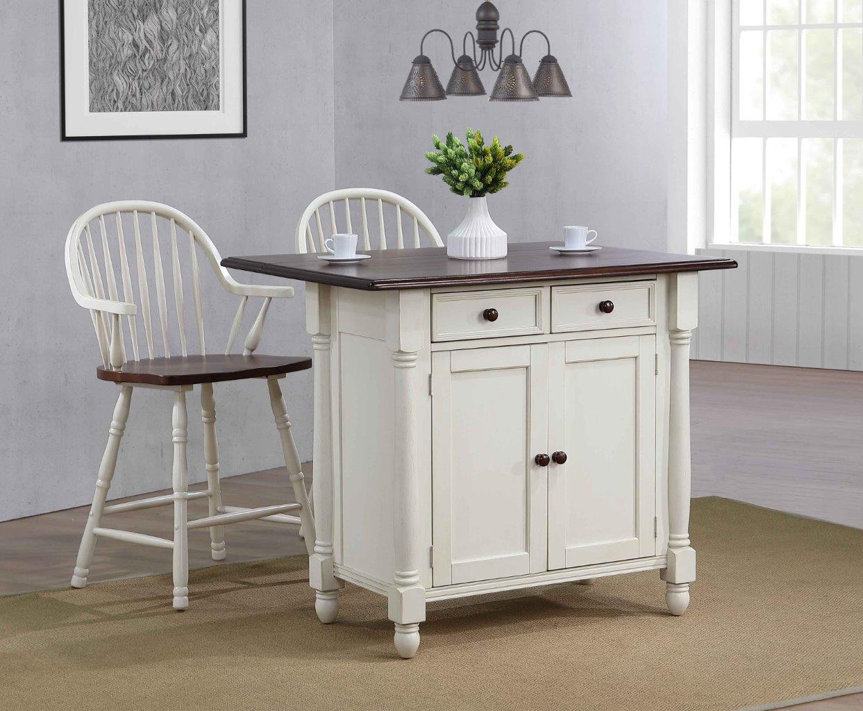 Andrews Drawers and Cabinet Drop Leaf Kitchen Island with ...