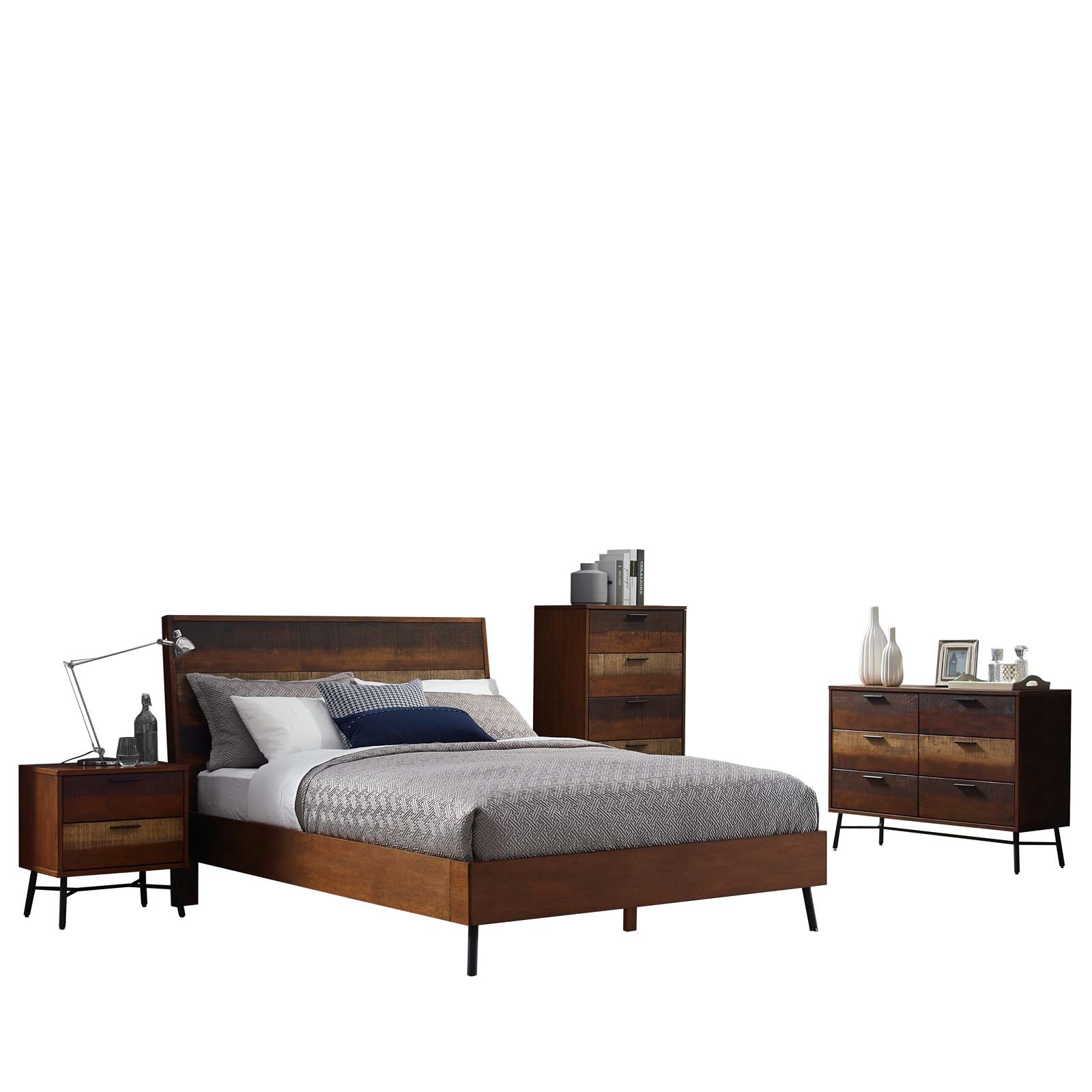 Arwen Walnut 5 Piece Queen Bedroom Set Mod 6109 Wal Set 1stopbedrooms