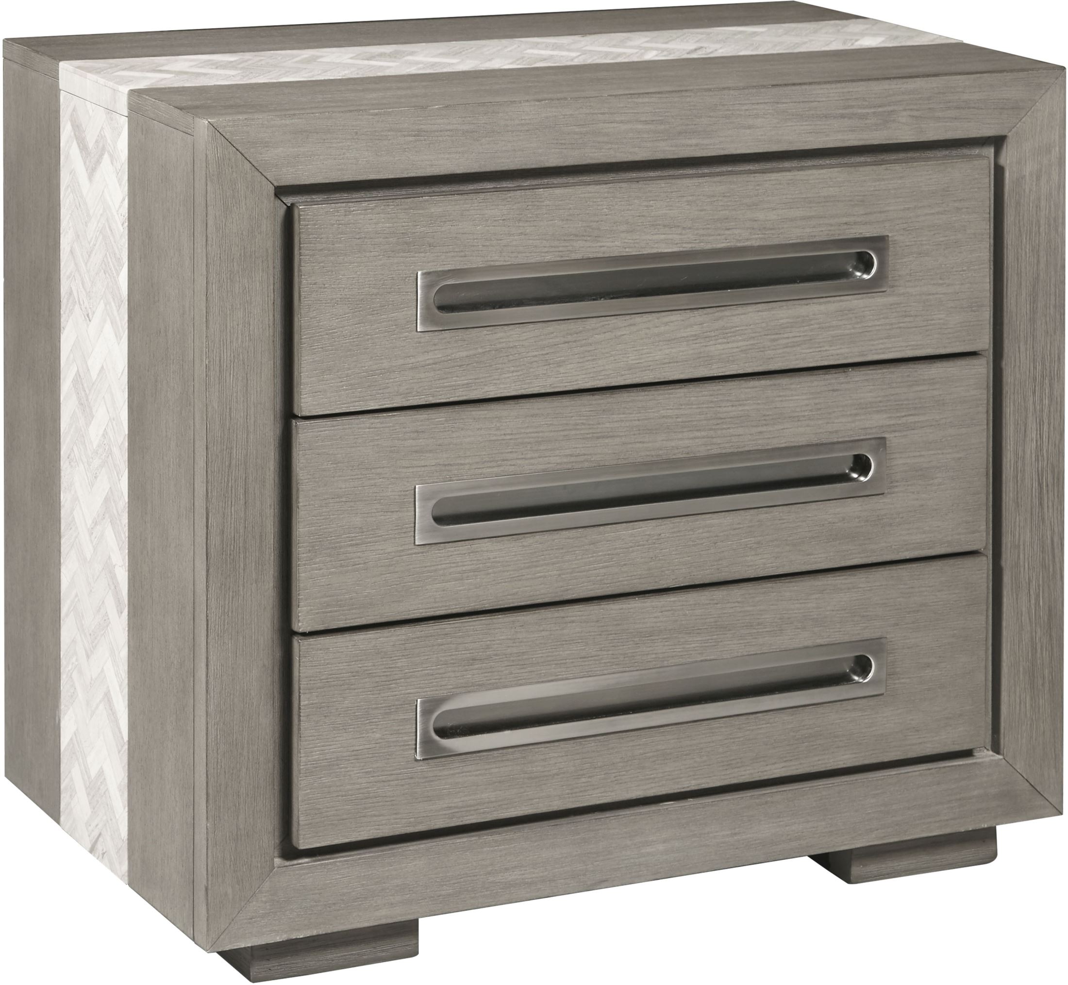 True Modern Natural Taupe 3 Drawer Nightstand With Marble Inlay 1stopbedrooms