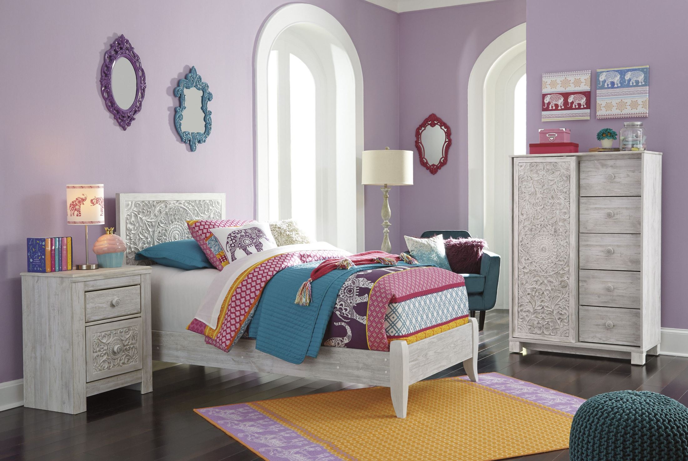 Paxberry Whitewash Two Drawer Nightstand 1stopbedrooms