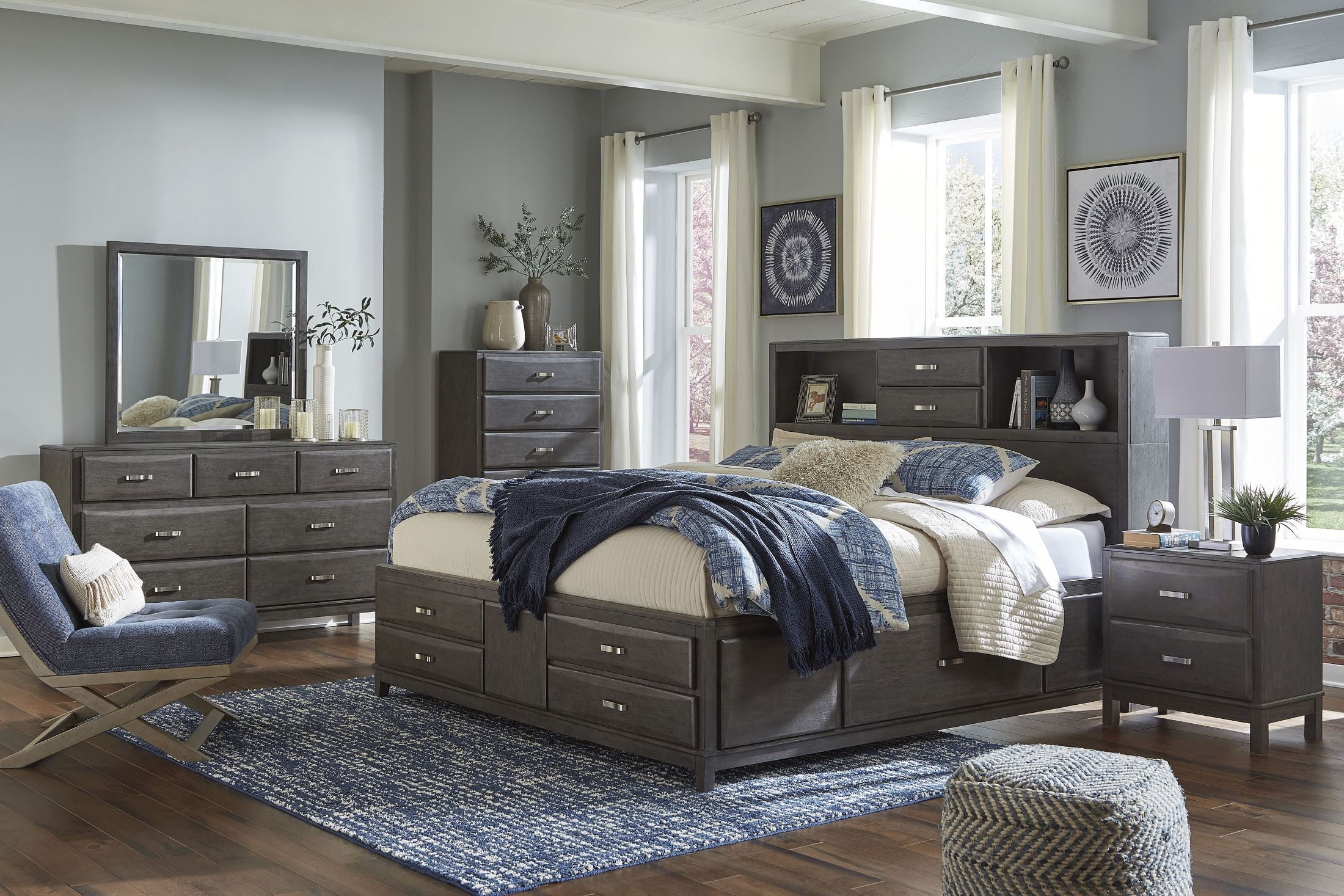 Caitbrook Gray King Storage Panel Bed 1StopBedrooms.