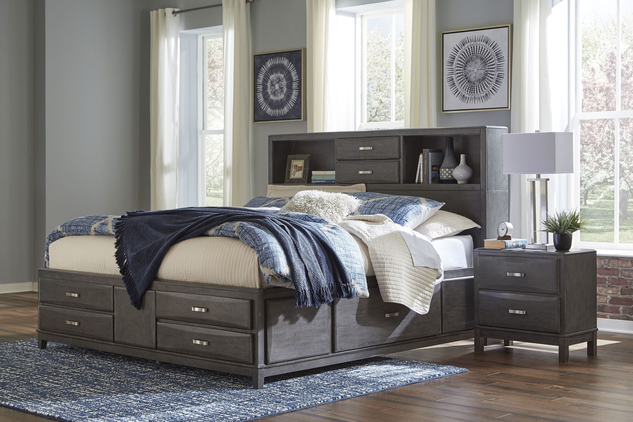 Caitbrook Gray King Storage Panel Bed - 1StopBedrooms.