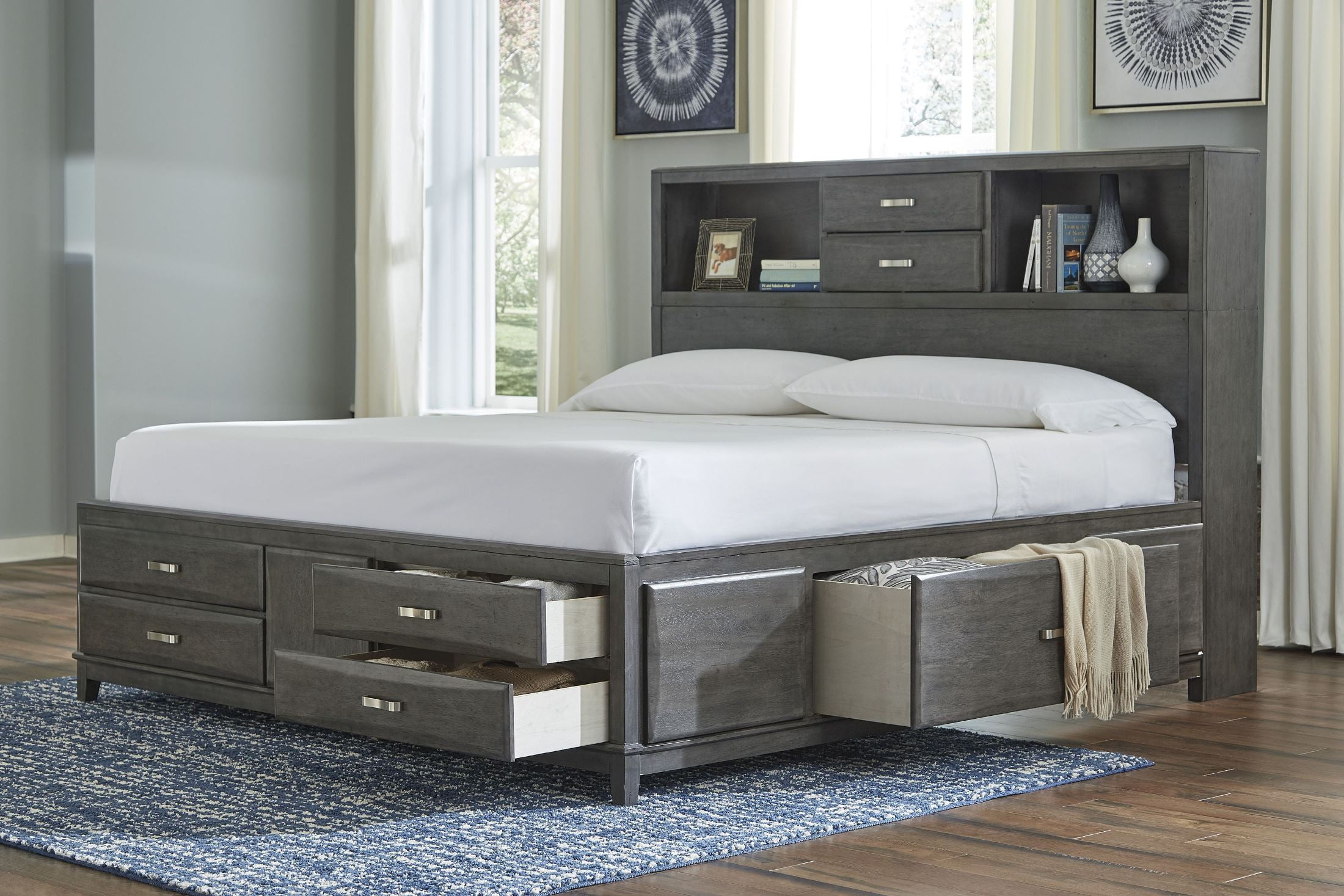 Caitbrook Gray King Storage Panel Bed 1StopBedrooms.