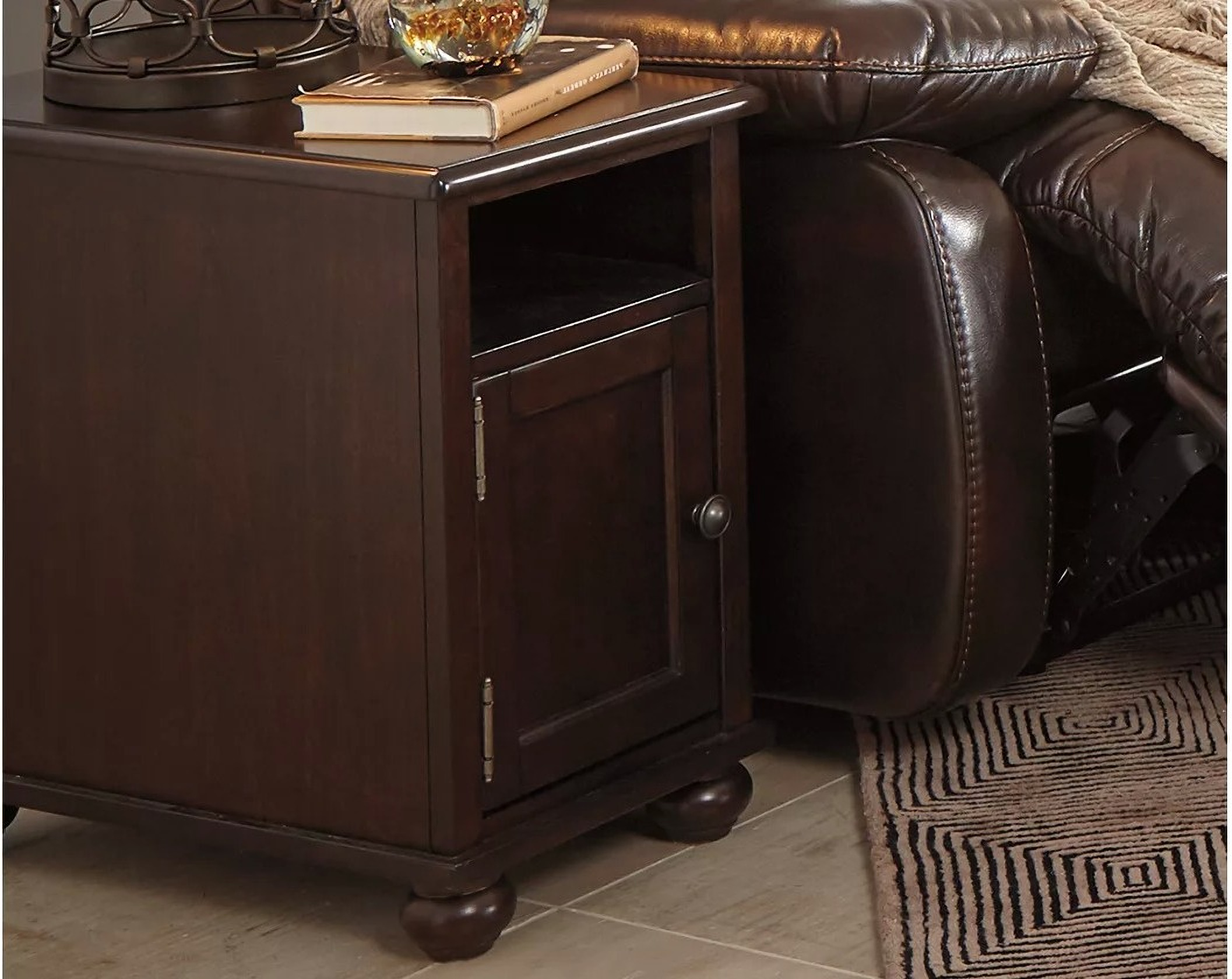 Barilanni Dark Brown Chairside End Table 1stopbedrooms