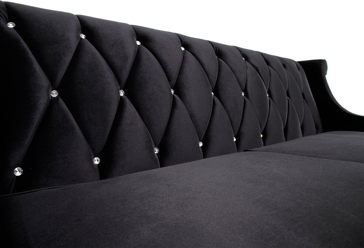 Barrister Black Velvet Sofa - 1StopBedrooms.
