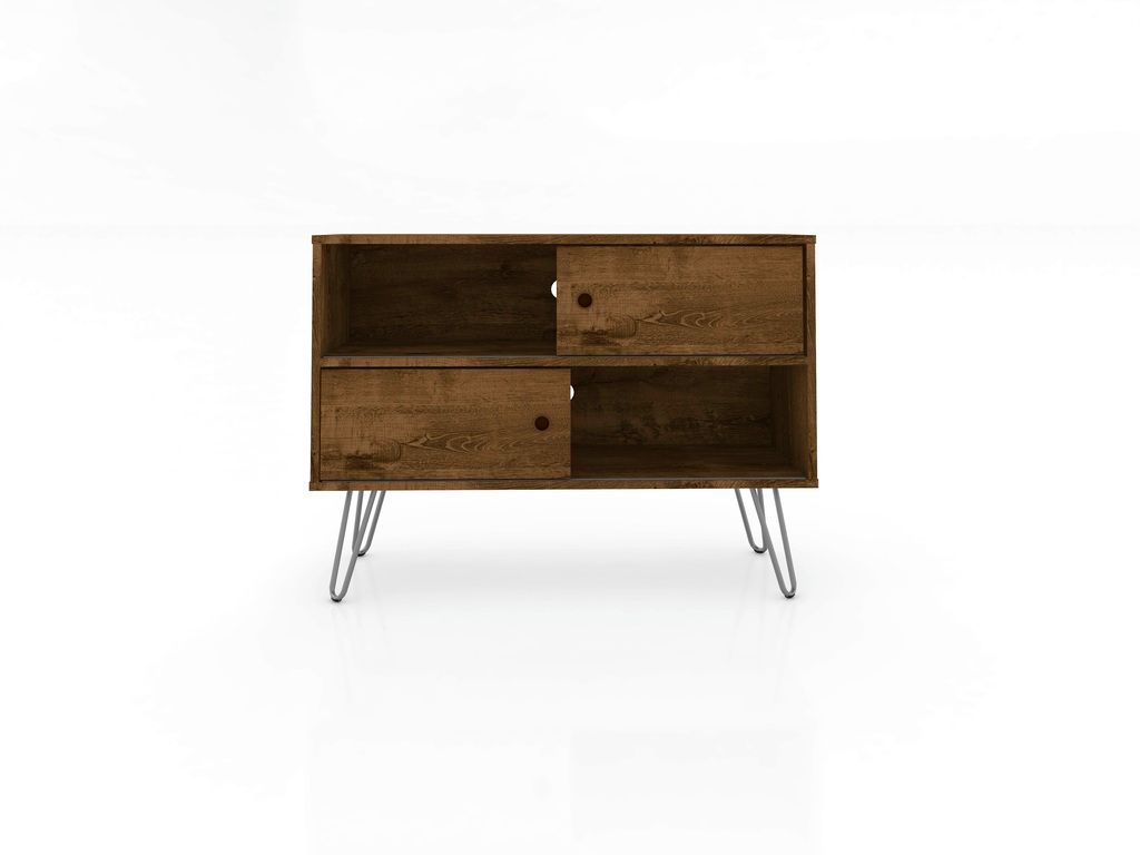 Baxter Mid Century Modern 35 43 Inch Tv Stand With 4 Shelves In Rustic Brown 1stopbedrooms