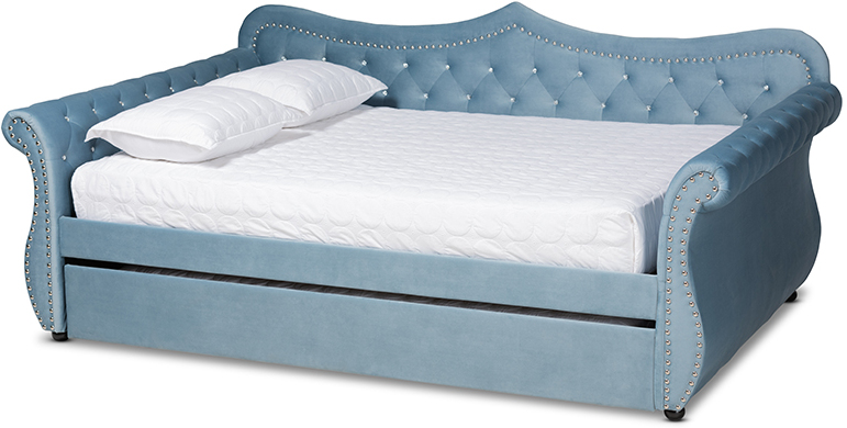 Baxton Studio Abbie Traditional And Transitional Light Blue Velvet