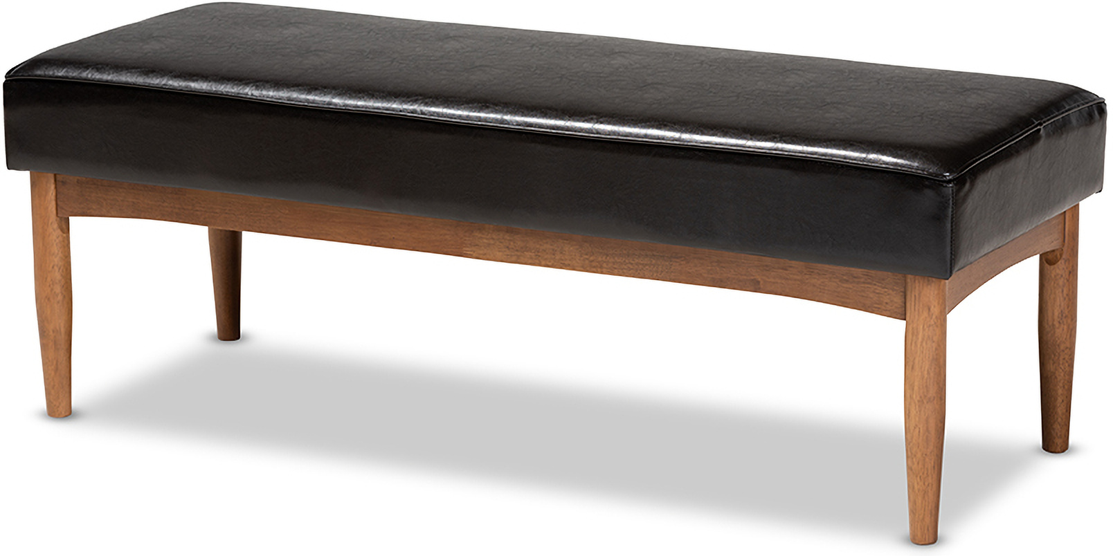 Baxton Studio Arvid Mid Century Modern Dark Brown Faux Leather Upholstered Wood Dining Bench 1stopbedrooms