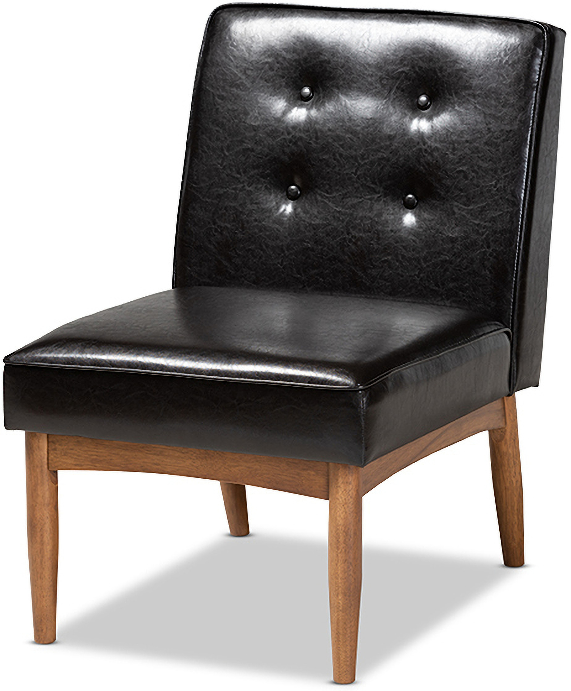 Baxton Studio Arvid Mid Century Modern Dark Brown Faux Leather Upholstered Wood Dining Chair 1stopbedrooms