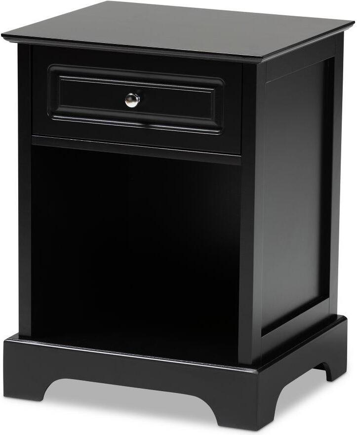 Baxton Studio Chase Modern Transitional Black Finished 1 Drawer Wood Nightstand 1stopbedrooms