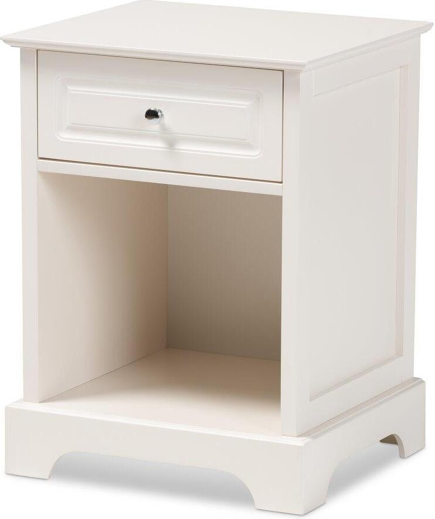 Baxton Studio Chase Modern Transitional White Finished 1 Drawer Wood Nightstand 1stopbedrooms