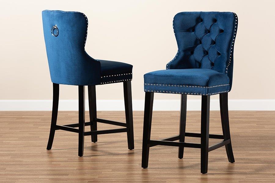 Baxton Studio Howell Modern Transitional Navy Blue Velvet ...
