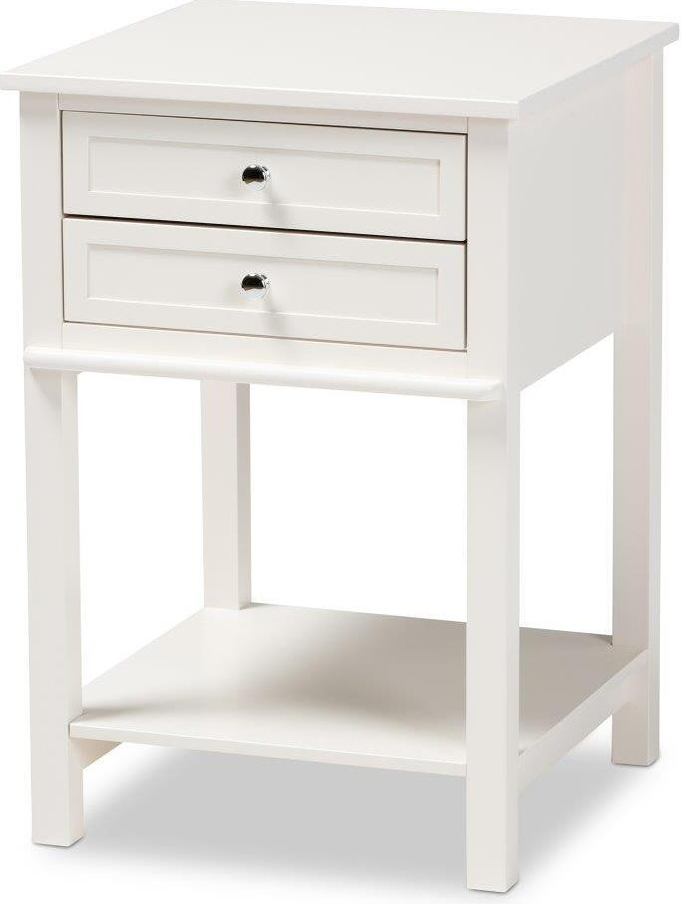 Baxton Studio Willow Modern Transitional White Finished 2 Drawer Wood Nightstand 1stopbedrooms