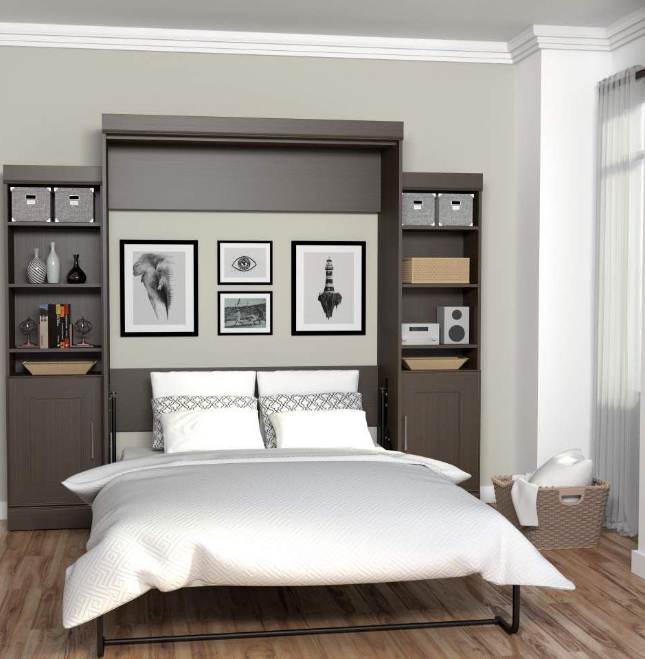 Edge Dark Chocolate Queen Wall Bed With Two 21 Storage Units And