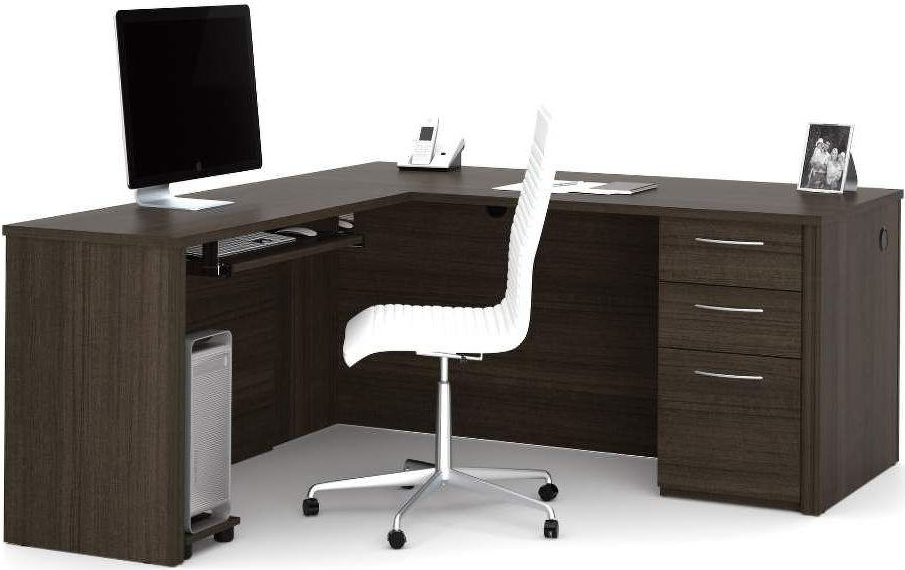 Embassy Dark Chocolate 66 L Shaped Desk 1stopbedrooms