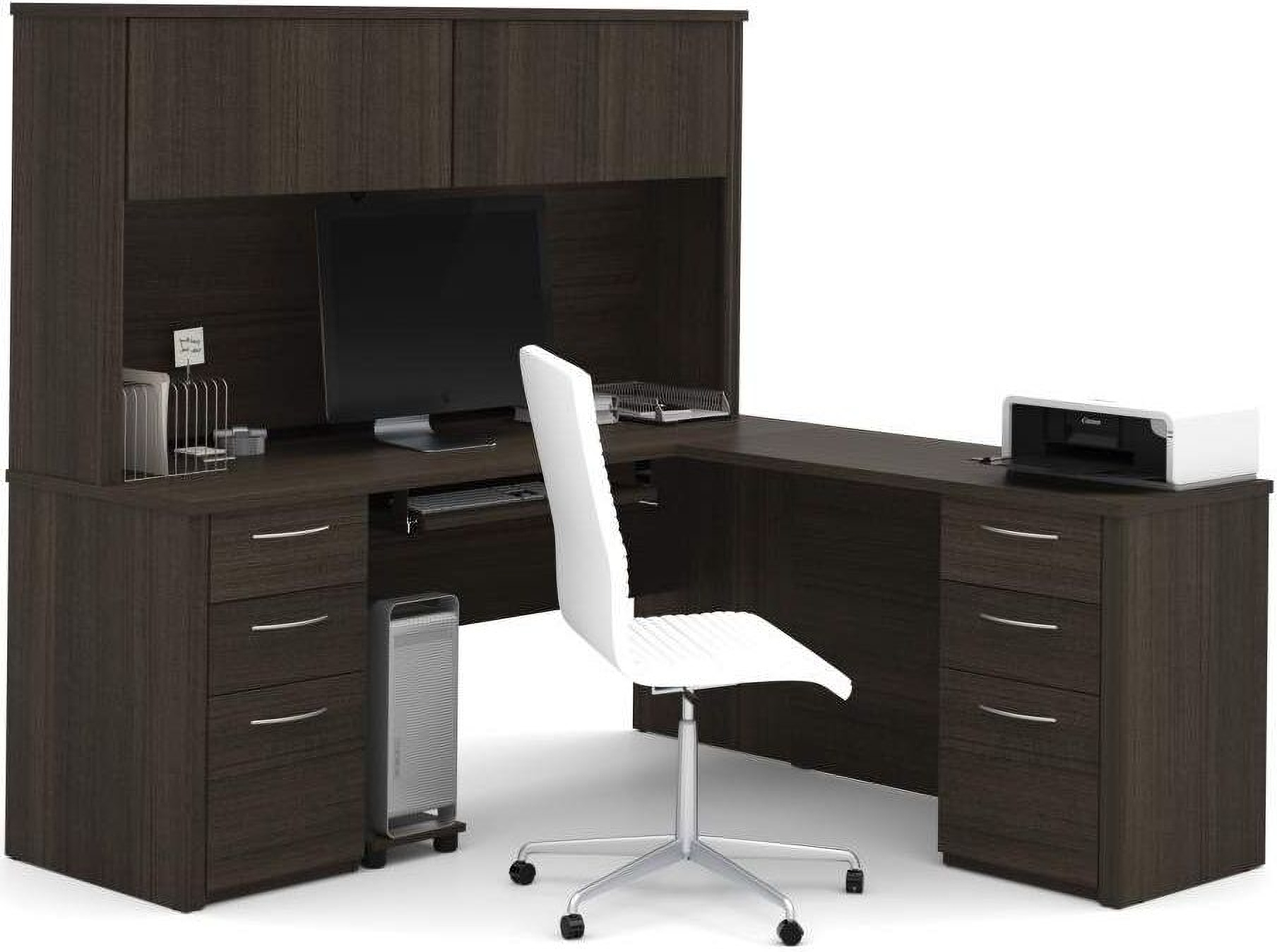 Embassy Dark Chocolate 71 L Shaped Desk With Hutch 1stopbedrooms