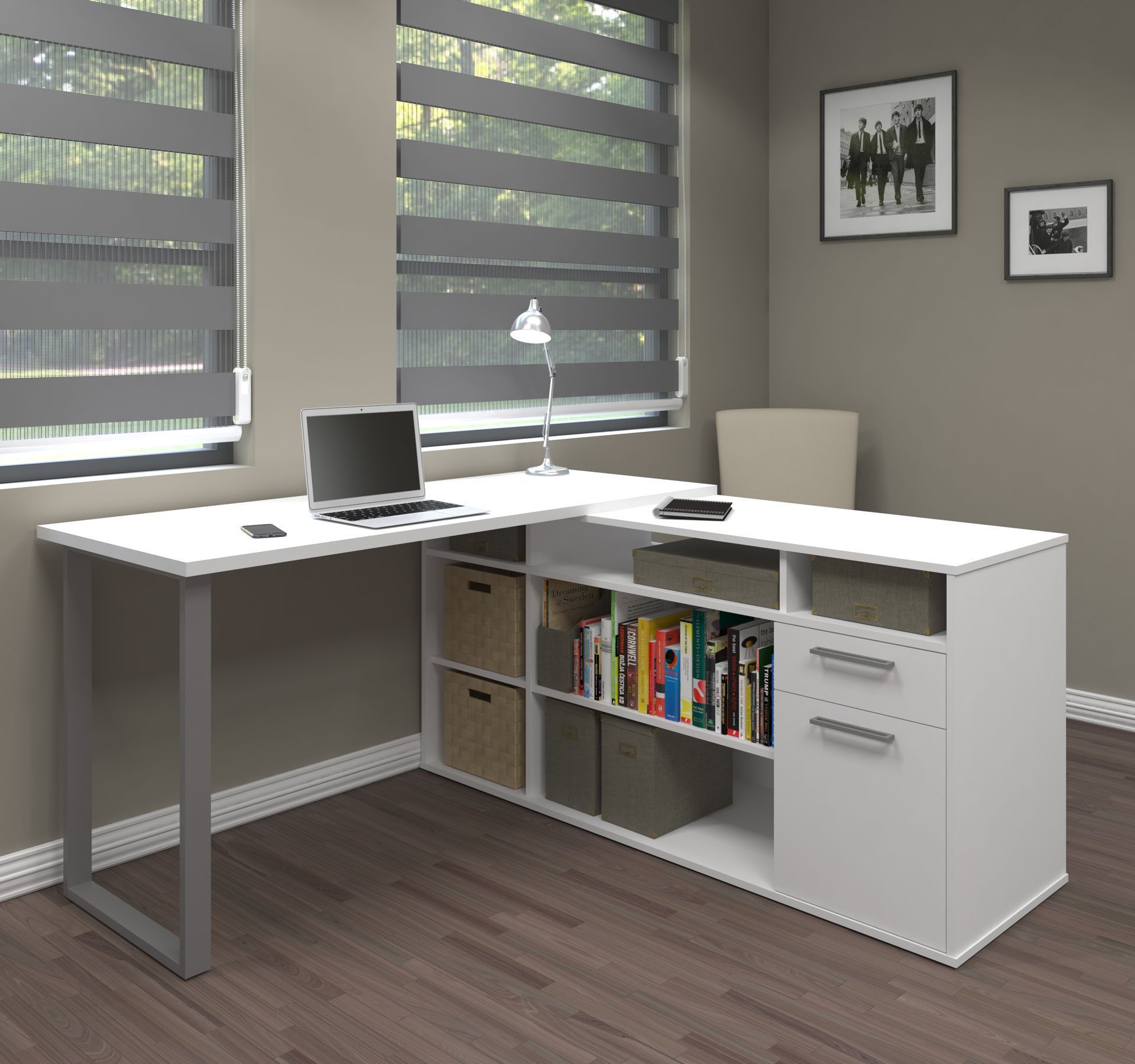 Solay White L Shaped Desk 1stopbedrooms
