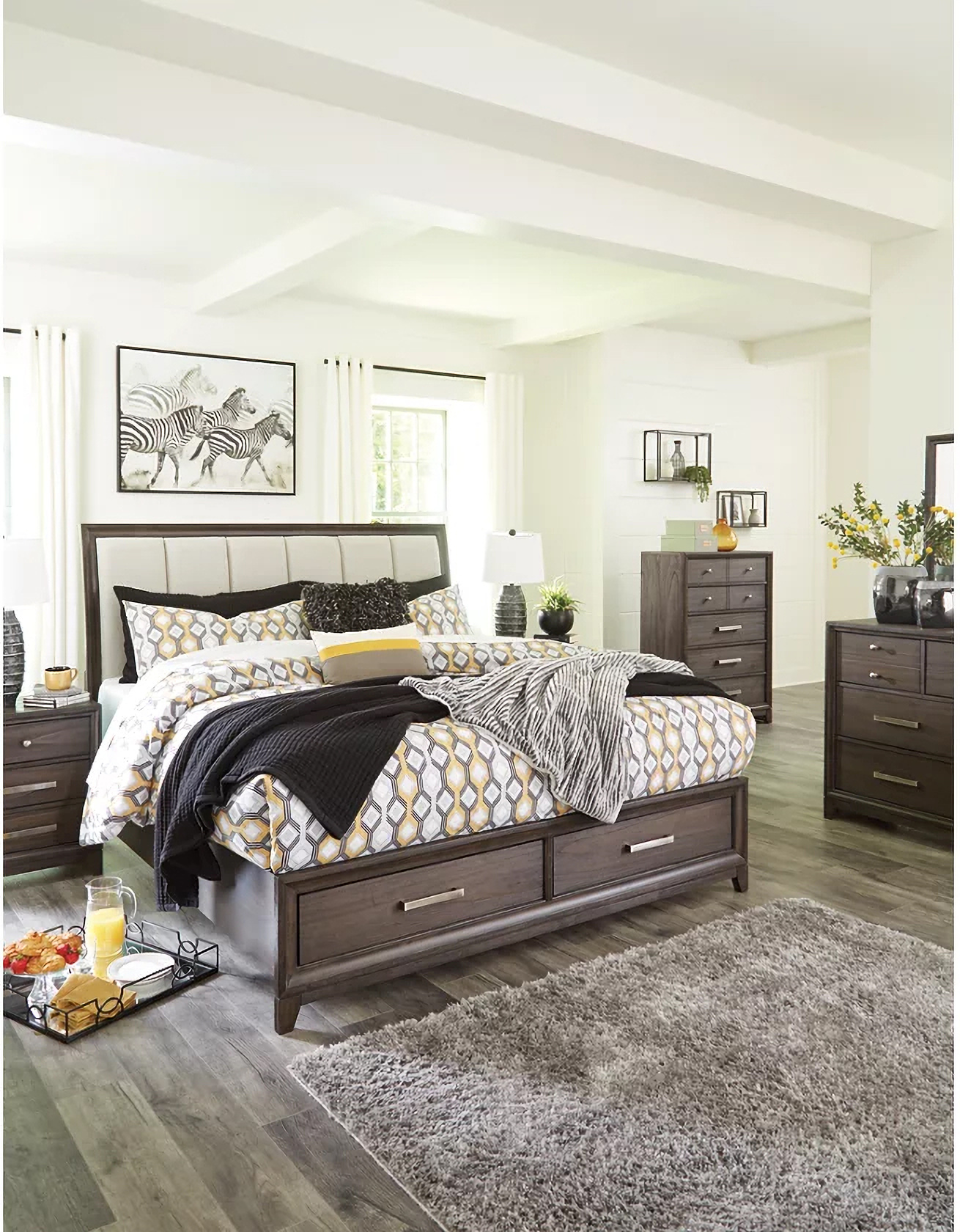 Brueban Gray Queen Panel Storage Bed - 1StopBedrooms.