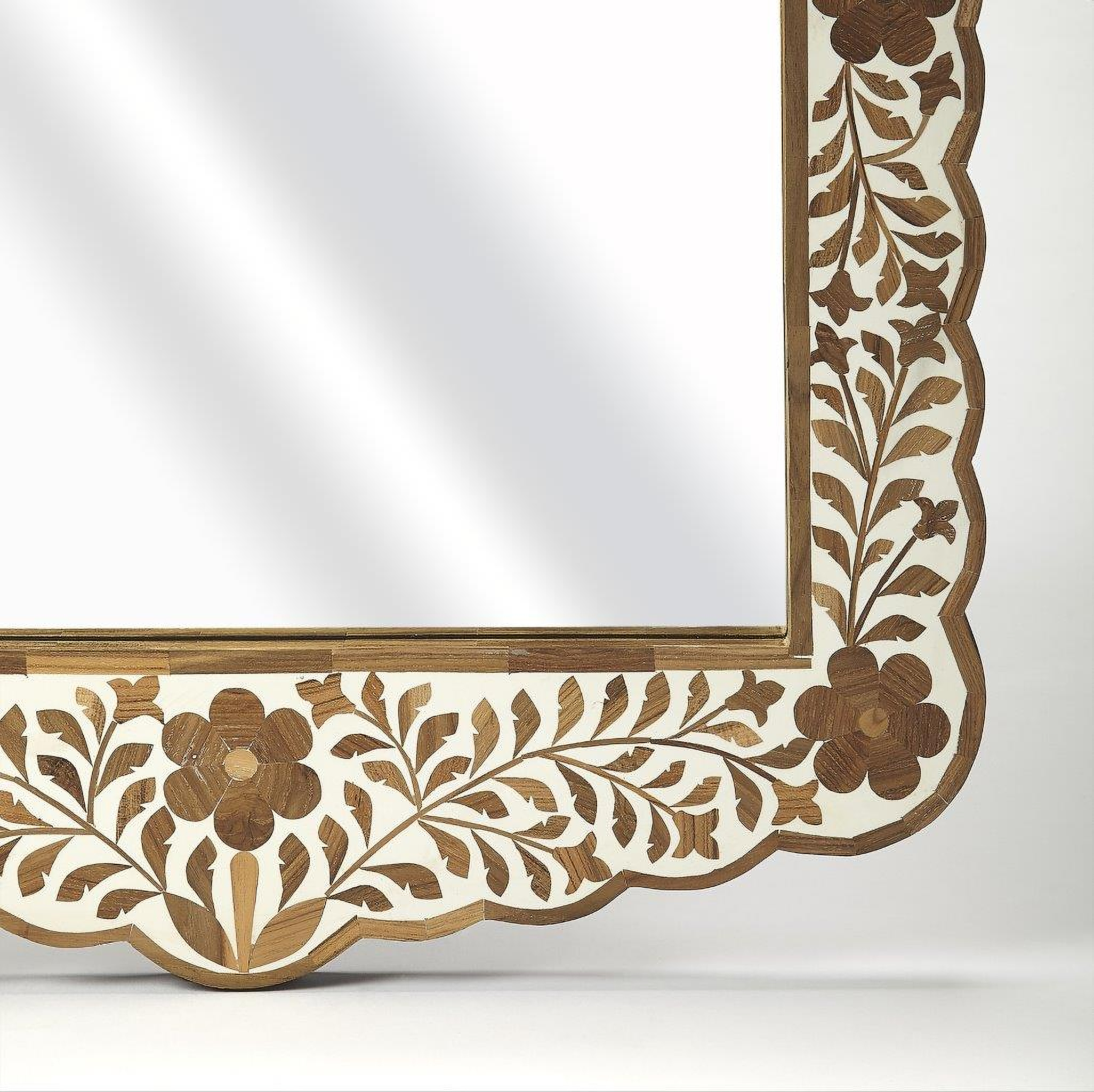 Butler Vivienne Wood and Bone Inlay Wall Mirror - 1StopBedrooms.