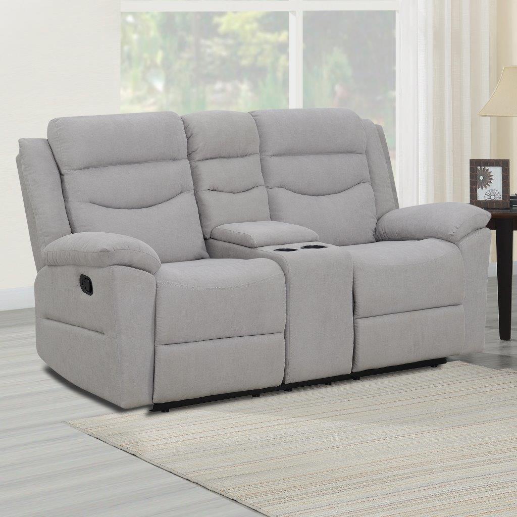 Chenango Light Grey Reclining Console Loveseat 1stopbedrooms