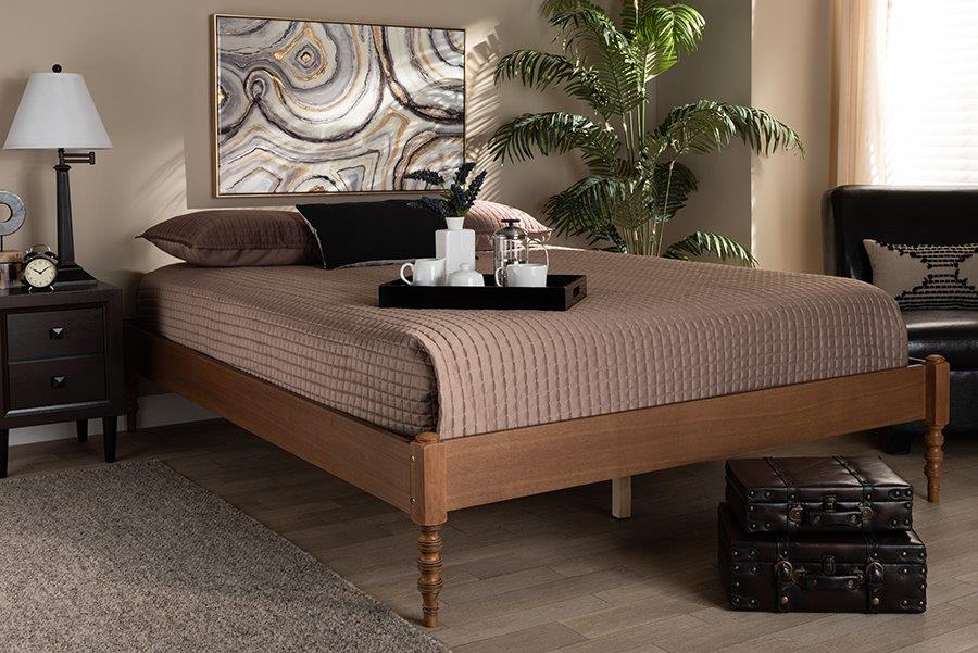 Cielle French Bohemian Ash Walnut Finished Wood Queen Size ...