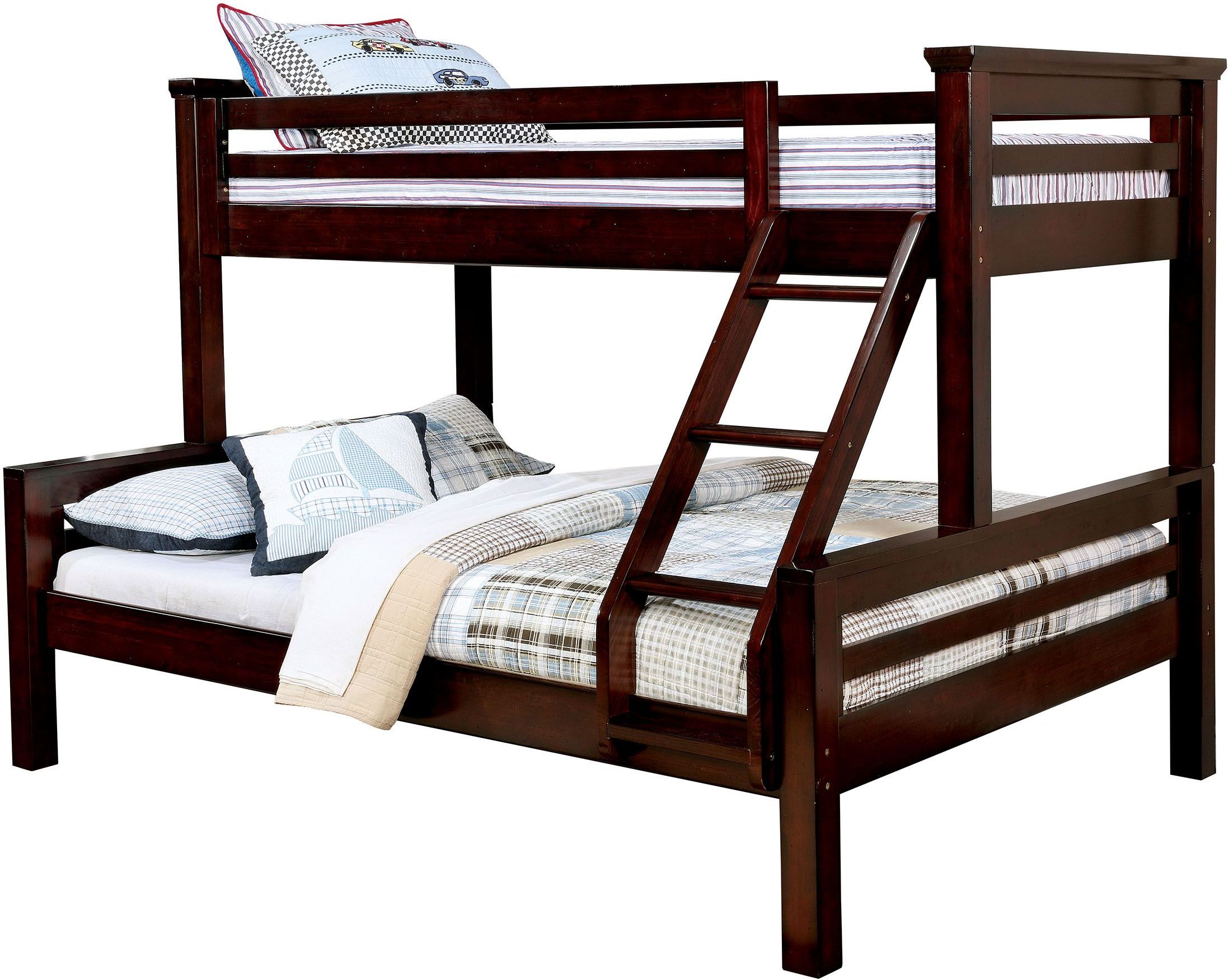 Marcie Dark Walnut Twin Over Queen Bunk Bed 1stopbedrooms