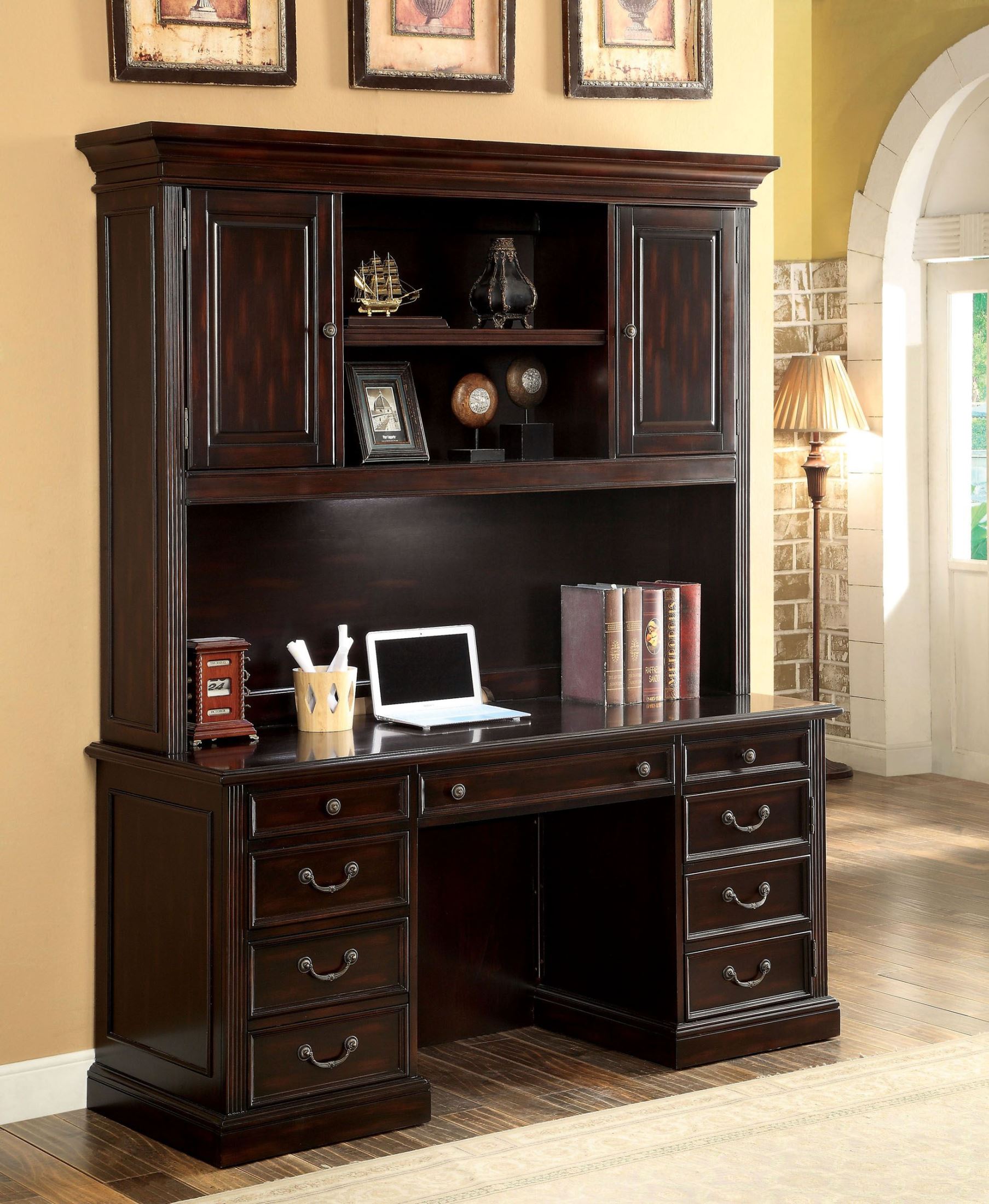 Coolidge Cherry Credenza Desk With Hutch 1stopbedrooms