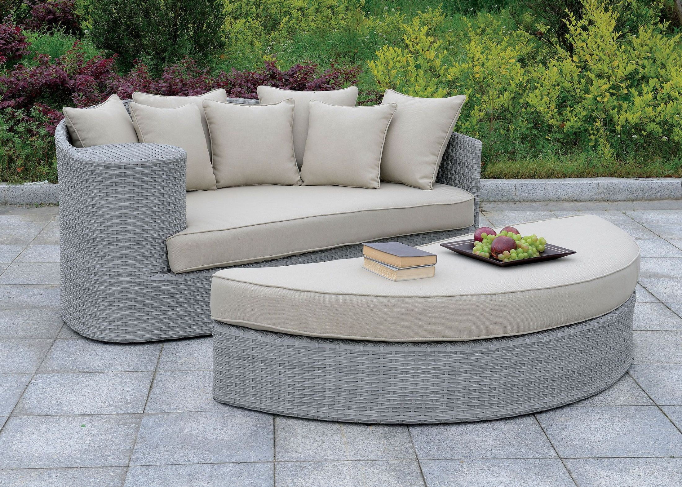 Calio Gray Patio Sofa And Ottoman 1stopbedrooms