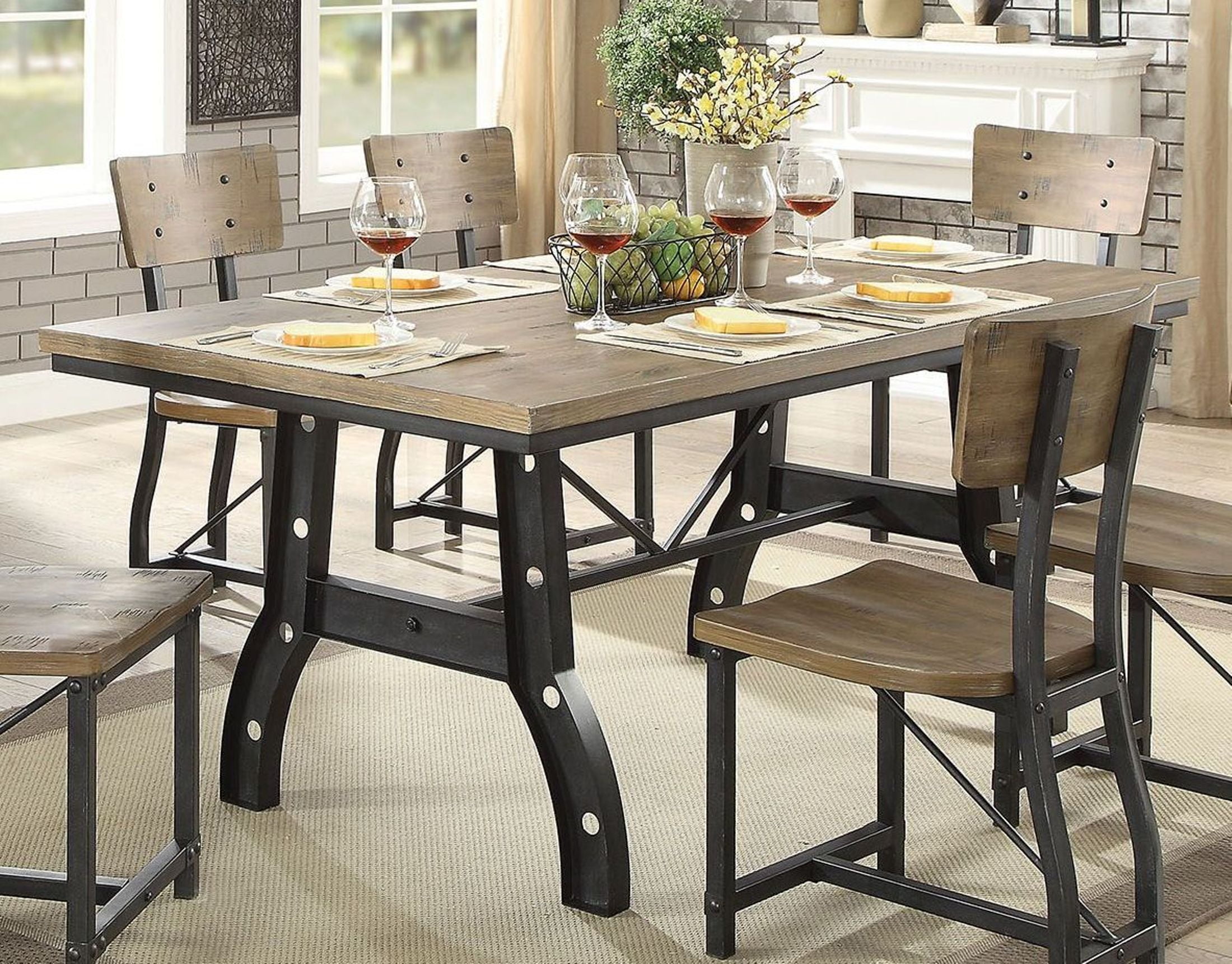 Kirstin Rustic Oak Dining Table 1stopbedrooms Kirstin Rustic Oak Dining Table
