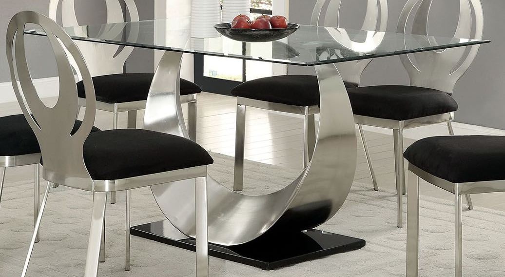 Orla Silver And Black Rectangular Dining Table 1stopbedrooms