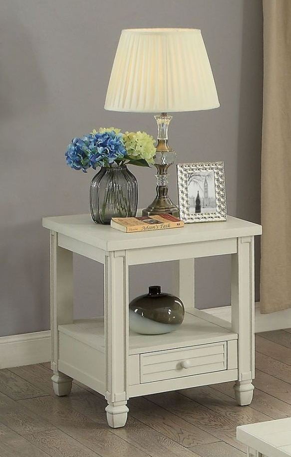 Suzette Antique White End Table