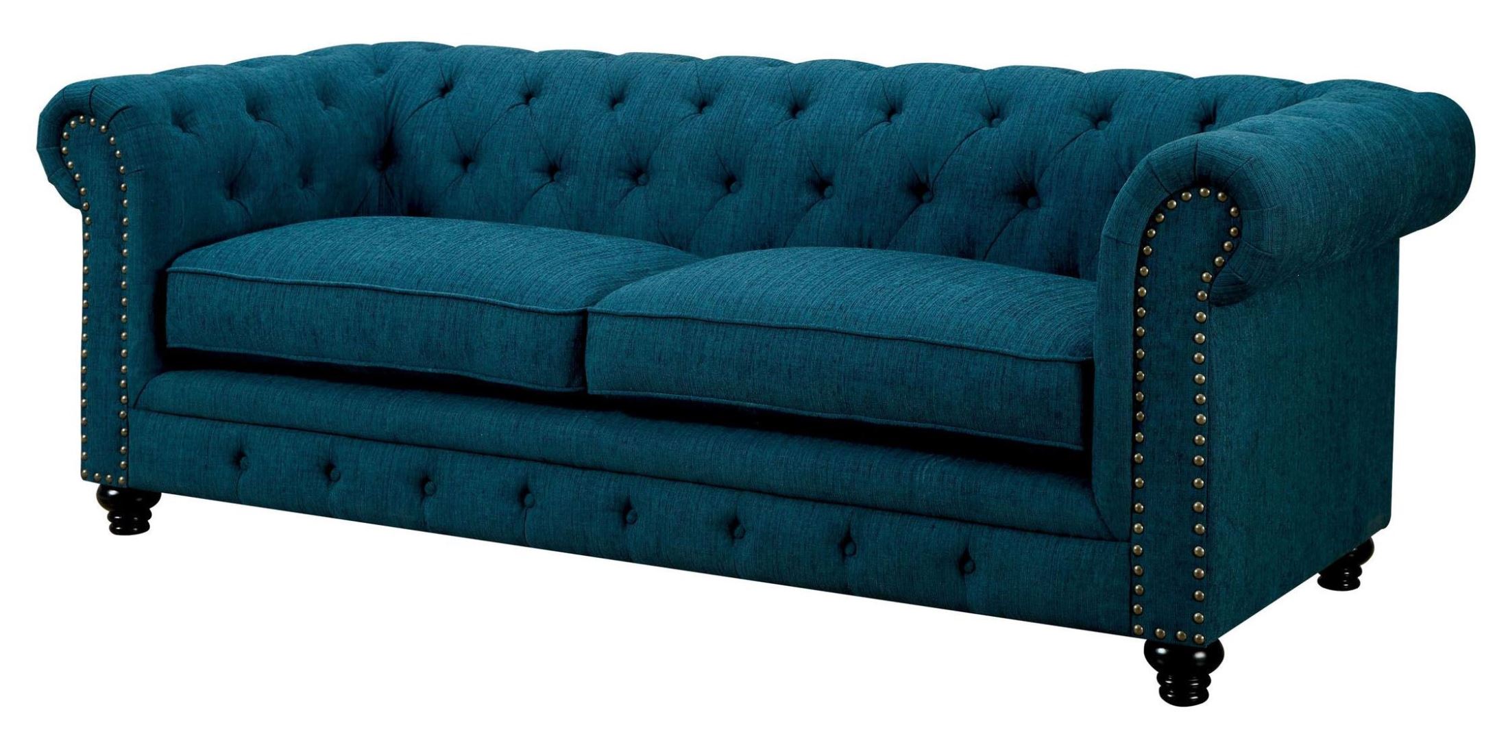Stanford Dark Teal Fabric Sofa 1stopbedrooms