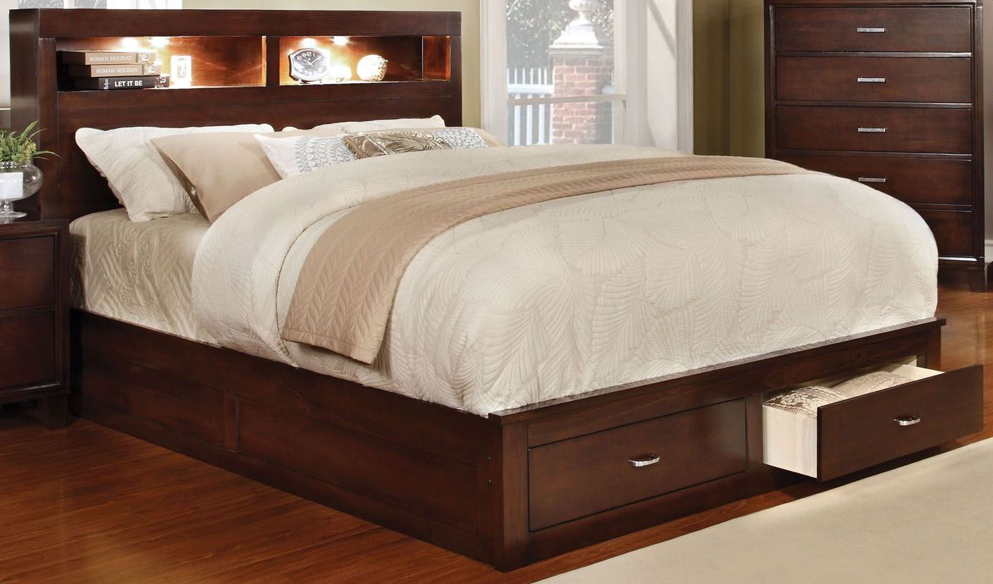 Gerico Ii Brown Cherry Cal King Storage Platform Bed 1stopbedrooms