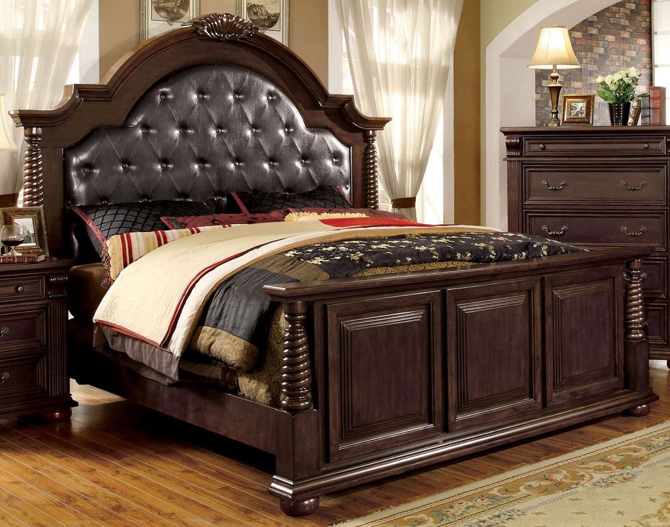 Esperia Brown Cherry Cal King Bed 1stopbedrooms
