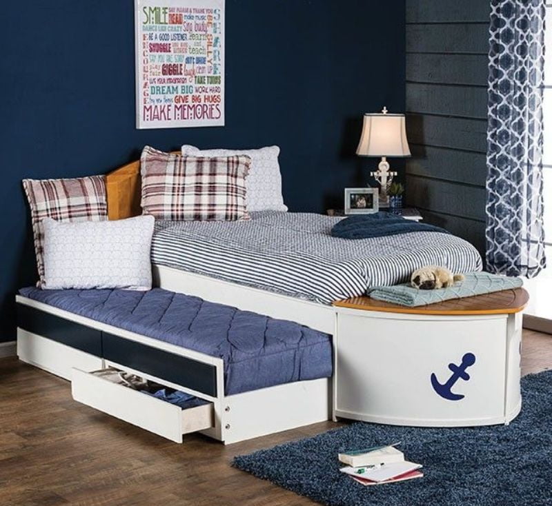 Voyager White Oak And Navy Blue Full Size Bed Voyager White Oak And Navy Blue Full Size Bed