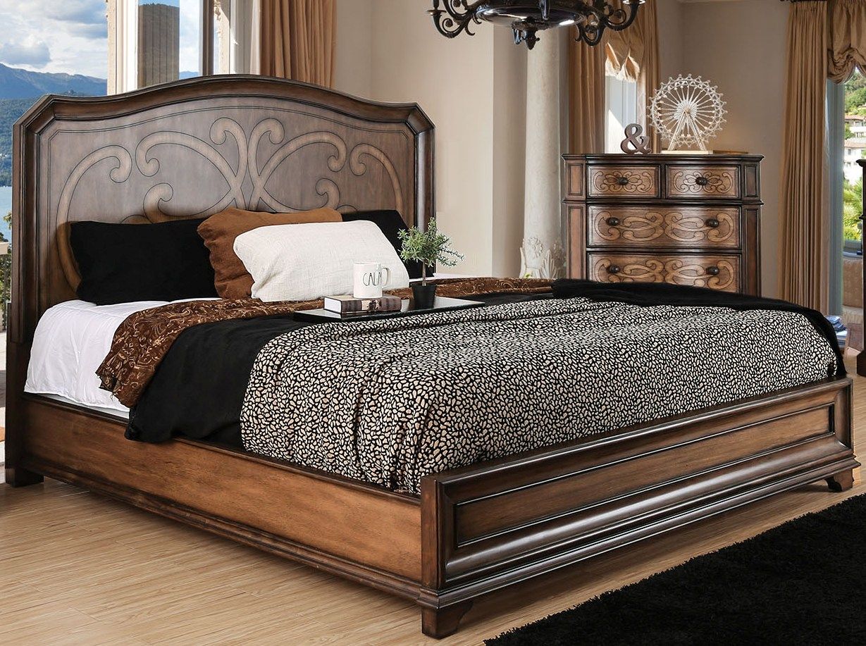 Emmaline Warm Chestnut Cal King Platform Bed 1stopbedrooms