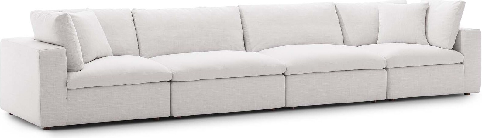Commix Beige Down Filled Overstuffed 4 Piece Sectional Sofa Set