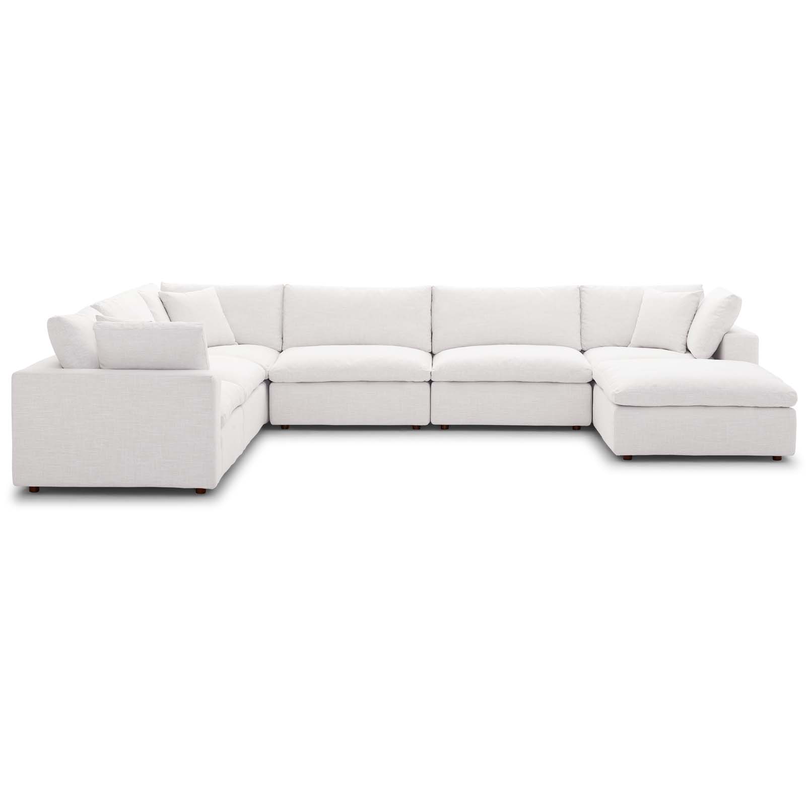 Commix Beige Down Filled Overstuffed 7 Piece Sectional Sofa Set