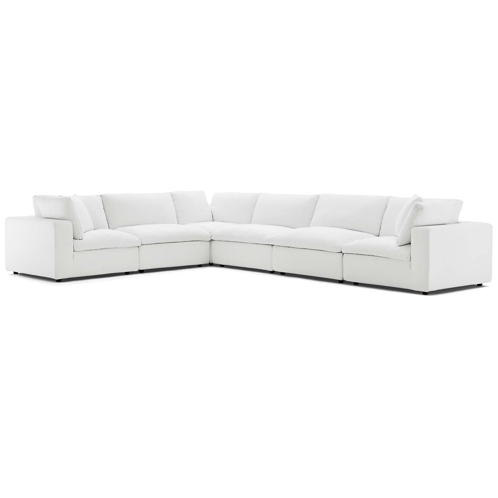 Commix White Down Filled Overstuffed 6 Piece Sectional Sofa Set Eei 3361 Whi 1stopbedrooms
