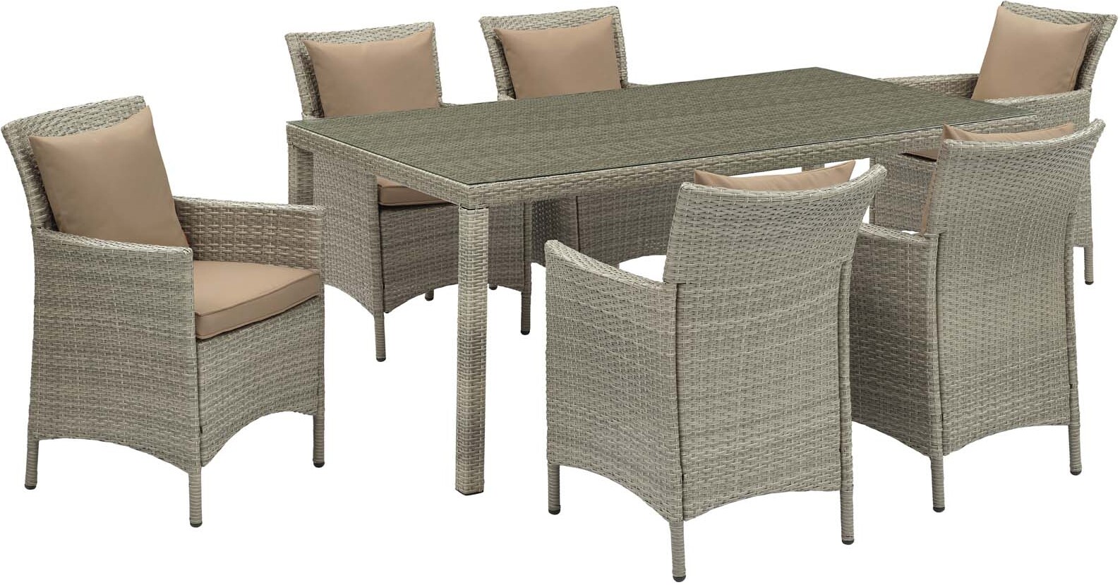Conduit Light Gray Mocha 7 Piece Outdoor Patio Wicker Rattan
