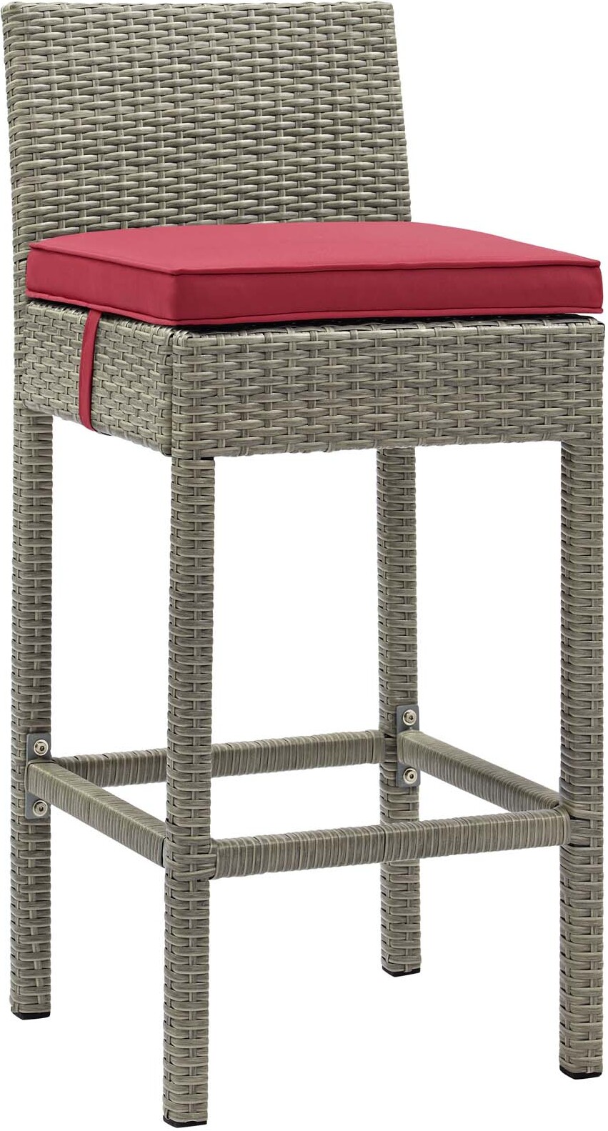 Conduit Light Gray Red Outdoor Patio Wicker Rattan Bar Stool Eei 2800 Lgr Red 1stopbedrooms