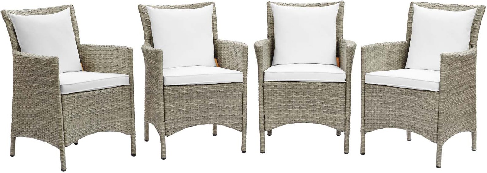 Conduit Outdoor Patio Wicker Rattan Dining Armchair Set Of 4 Eei 4028 Lgr Whi 1stopbedrooms