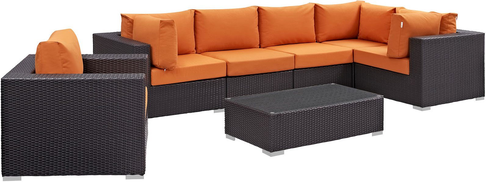 Convene Espresso Orange 7 Piece Outdoor Patio Sectional Set Eei 2157 Exp Ora Set 1stopbedrooms